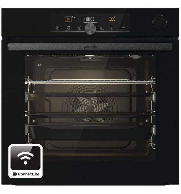 Gorenje Духовой шкаф электрический, 77л, A+, пар, дисплей, 300 °C, Wi-Fi, черный