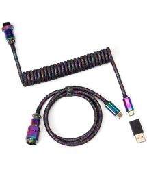 Keychron Кабель Type-A/Type-C Premium Coiled Aviator Cable-Straight Rainbow Plated black