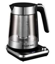 Russell Hobbs Электрочайник Attentiv Kettle, 1.7л, Strix, стекло, база с отсеком для шнура, серый