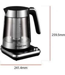 Russell Hobbs Электрочайник Attentiv Kettle, 1.7л, Strix, стекло, база с отсеком для шнура, серый