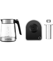 Russell Hobbs Электрочайник Attentiv Kettle, 1.7л, Strix, стекло, база с отсеком для шнура, серый