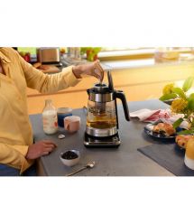 Russell Hobbs Электрочайник Attentiv Kettle, 1.7л, Strix, стекло, база с отсеком для шнура, серый