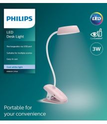 Philips Лампа настольная LED Reading Desk lamp Donutclip, розовый