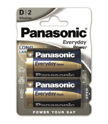 Panasonic Батарейка EVERYDAY POWER щелочная D(LR20) блистер, 2 шт.