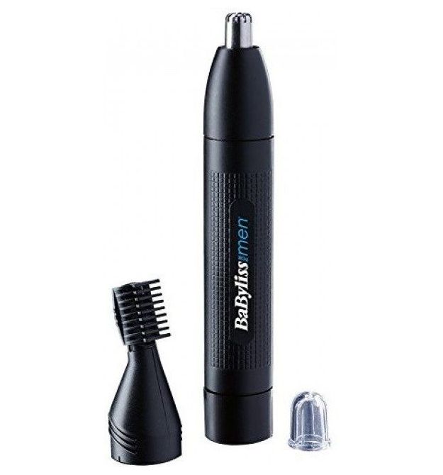 BaByliss Триммер для стрижки волос в носу и ушах, 2 насадки, черный