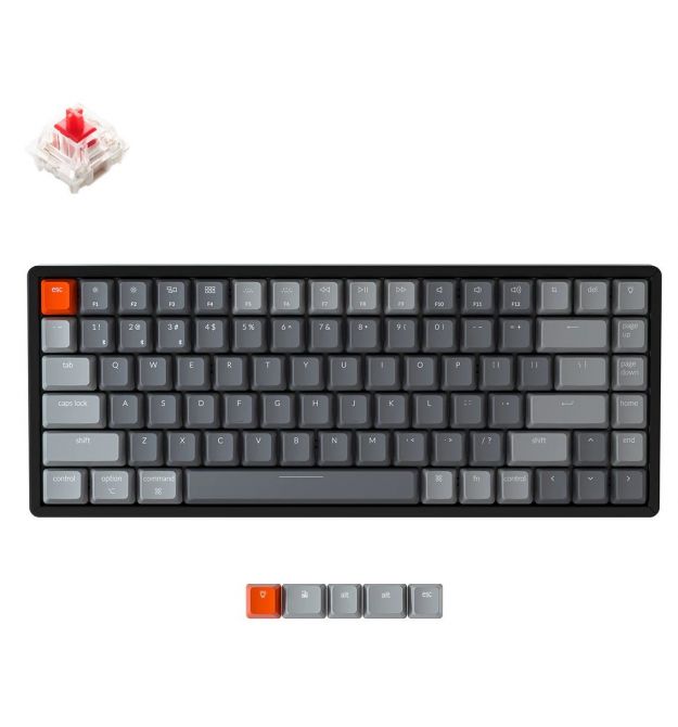 Keychron Клавиатура K2 84 Key Gateron Red, Hot-Swap, White LED, Black