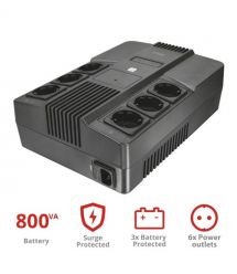 ИБП Trust Maxxon 800VA UPS with 6 standard wall power outlets BLACK