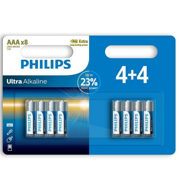 Philips Батарейка Ultra Alkaline щелочная AAA блистер, 8 шт