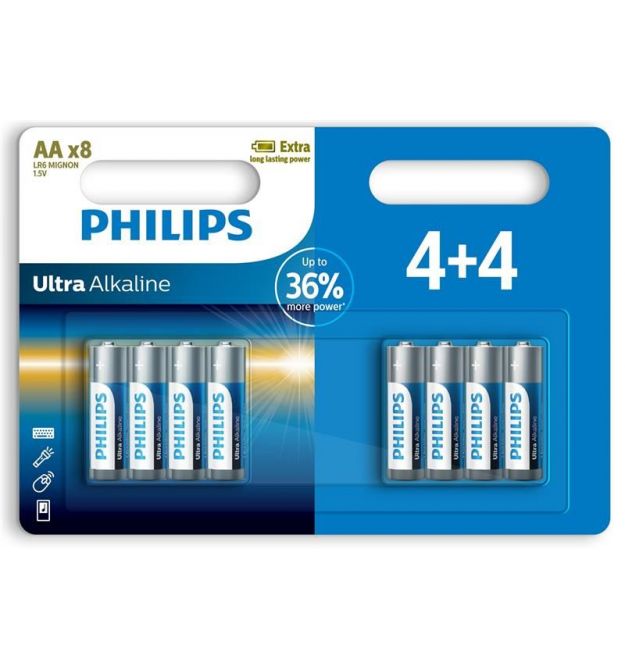 Philips Батарейка Ultra Alkaline щелочная AA блистер, 8 шт