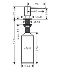 Hansgrohe Дозатор для моющих средств A41, 500мл, хром