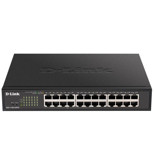D-Link Коммутатор DGS-1100-24PV2 24xGE (1-12 PoE) EasySmart