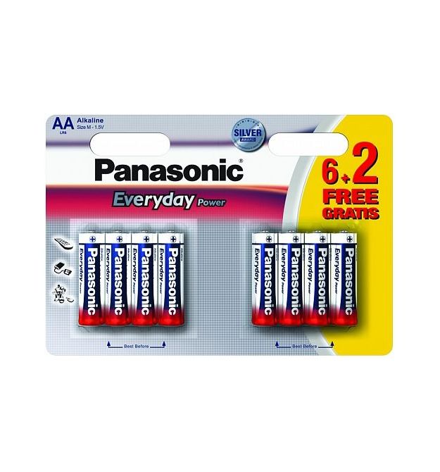 Panasonic EVERYDAY POWER AA[BLI 8 (6+2) ALKALINE]
