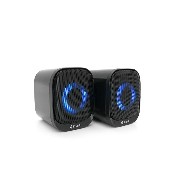 Колонки 2.0 Kisonli X3 для ПК та ноутбука, USB + 3.5mm, 2x3W, 20Hz-20KHz, RGB, Black