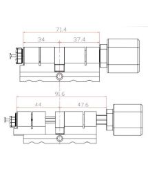 Умный дверной биометрический замок (цилиндр) SEVEN LOCK SL-7774BF black (35-90мм)