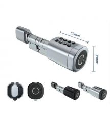 Умный дверной биометрический замок (цилиндр) SEVEN LOCK SL-7774BF silver (35-90мм)