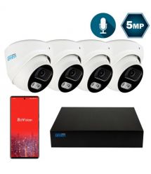 Комплект відеоспостереження на 4 купольні 5 Мп IP-камери SEVEN IP-7215W4P4-5MP