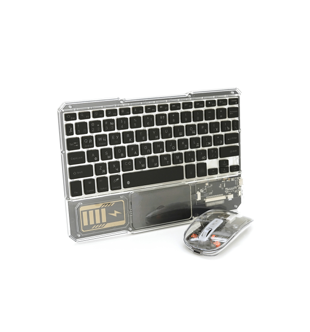 Бездротовий комплект YT-KB333 (KB+Mouse), (Eng - Pyc), 2.4G, 78 клавіш, Black - Transparent, Box