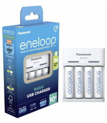 Panasonic Зарядное устройство Basic Charger USB + Аккумулятор Eneloop NI-MH AA 2000 мАч, 4 шт.