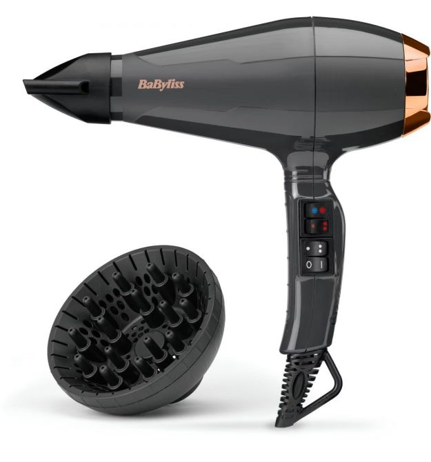 BaByliss Фен Air Pro, 2200Вт, режимов-2, дифузор, иониз-я, хол. обдув, черный