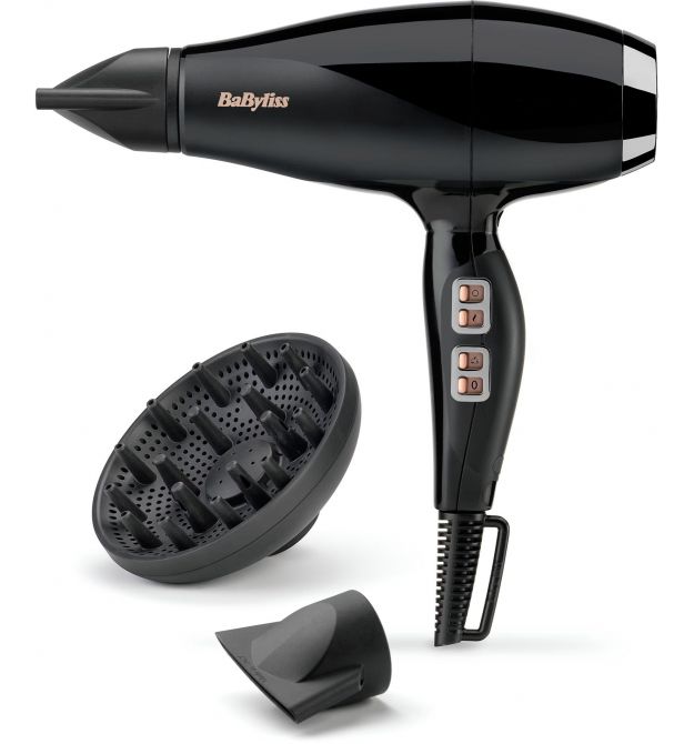 BaByliss Фен Air Power Pro, 2300Вт, режимов-3, дифузор, иониз-я, хол. обдув, керамика, черно-розовый