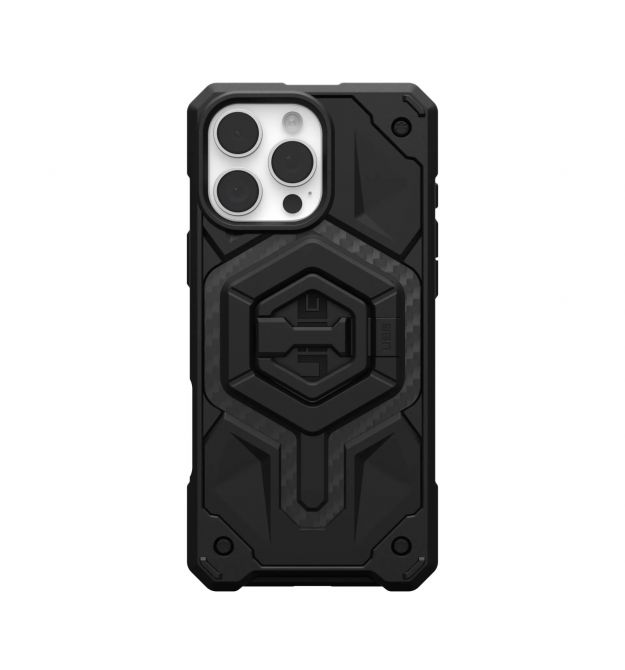 UAG Чехол+магнитное кольцо-держатель для iPhone 16 Pro Max, Monarch Pro Magsafe, Carbon Fiber/Black Stand