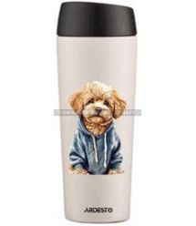 Термокухоль Ardesto Coffee Time Maltipoo 450мл, нержавіюча сталь, бежевий