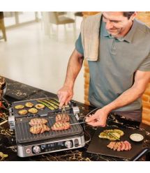 Braun Гриль прижимной MultiGrill 9 Pro, 2200Вт, темп. режимов-6, раскрытие на 180°, металл, пластик, металлик