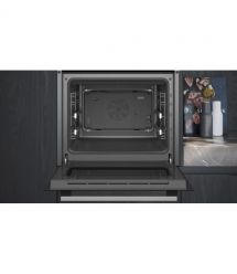Siemens Духовой шкаф электрический, 66л, A, дисплей, конвекция, телескопические направляющие, черный