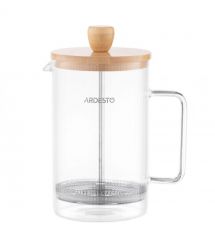 Френч-прес Ardesto Midori, 800мл, боросилікатне скло, бамбук, прозорий