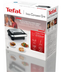 Tefal Гриль прижимной Inicio Compact 1000Вт, темп. режимов-1, алюминий, черный