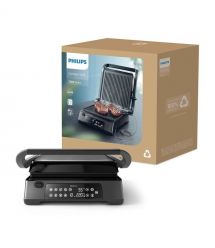 Philips Гриль прижимной Series 7000, 2200Вт, съёмные пластины + термощуп, раскрытие на 180°, металл, черный