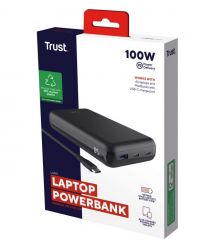 Trust Акумулятор портативний літій-іонний power bank Laro, 20000 мА·год, USB-A/2хUSB-C, 100w, чорний