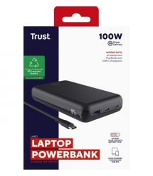 Trust Акумулятор портативний літій-іонний power bank Laro, 20000 мА·год, USB-A/2хUSB-C, 100w, чорний