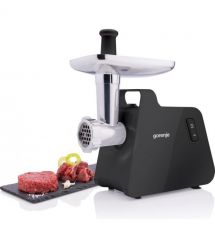 Мясорубка Gorenje, 2000Вт, 2.6кг/мин, 2 решетки, пластик/металл, черный