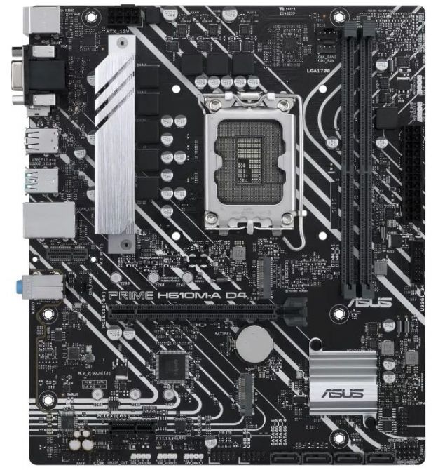 ASUS Материнcкая плата PRIME H610M-A D4-CSM s1700 H610 2xDDR4 M.2 HDMI-VGA-DP mATX