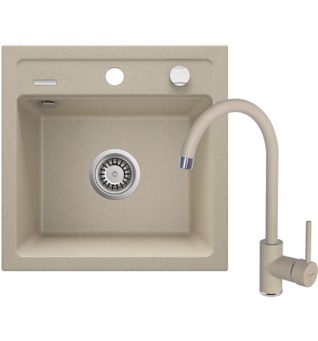 Deante Набор для кухни Zorba, гранитная мойка ZQZ_7103 + смес. BEN_762M, песок