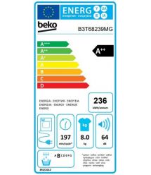 Beko Сушильная машина тепловой насос, 8кг, A++, 60см, дисплей, серый