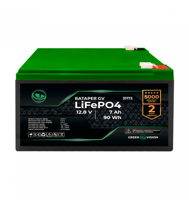 Акумулятор GV LiFePO4 12,8V - 7Ah (90Wh)