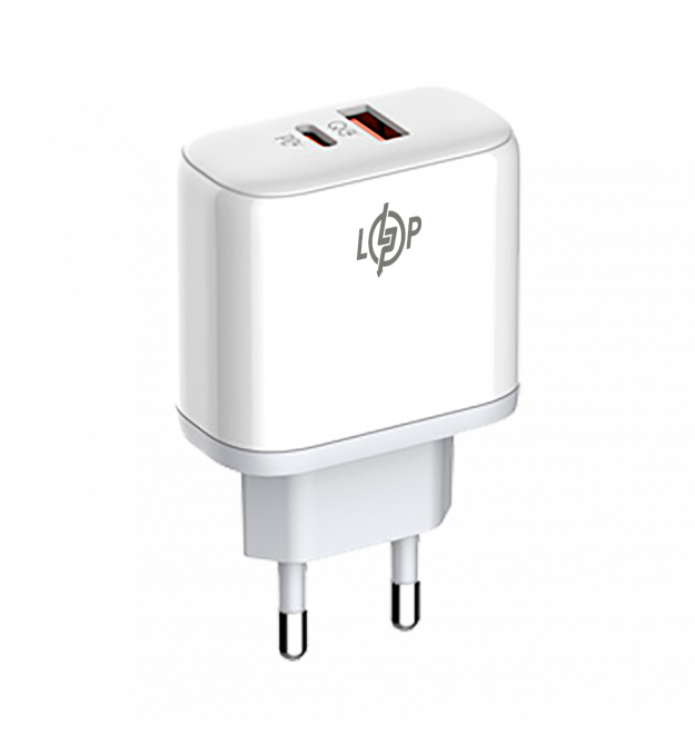 Зарядка для телефона LogicPower 45W (Type-C+USB) QC + кабель (Type-C to Type-C) 45WCH