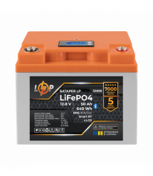 Акумулятор LP LiFePO4 12,8V - 50 Ah (640Wh) (BMS 80А/50A) пластик LCD Smart BT