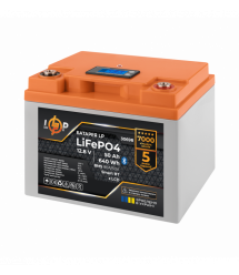 Акумулятор LP LiFePO4 12,8V - 50 Ah (640Wh) (BMS 80А/50A) пластик LCD Smart BT