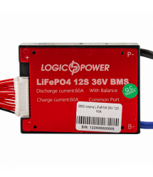 BMS плата LiFePO4 36V 12S Dis 60A Ch 30A