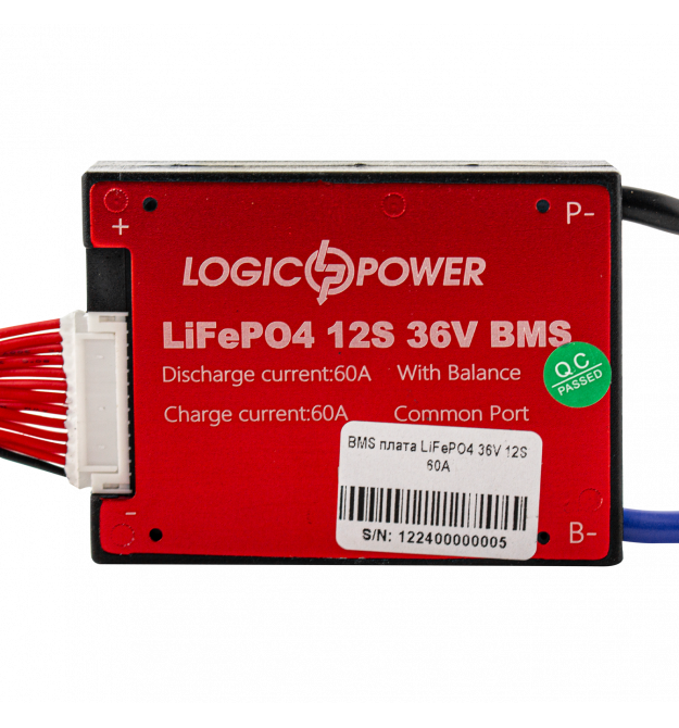 BMS плата LiFePO4 36V 12S Dis 60A Ch 30A