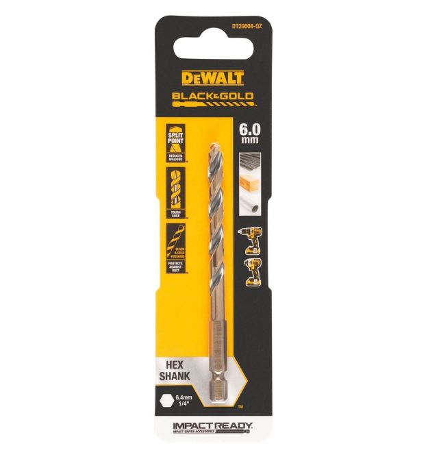 Сверло по металлу EXTREME IMPACT Black & Gold DeWALT DT20608