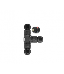 Кабельний T-розгалужувач EW-P20T-3P, під кабель 5-9 мм, 16A, 450V, Black