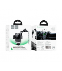 Автоутримувач HOCO HW14+ Wireless Charging 15W, кріплення на торпеду, затискач 55-90мм, Black, Box