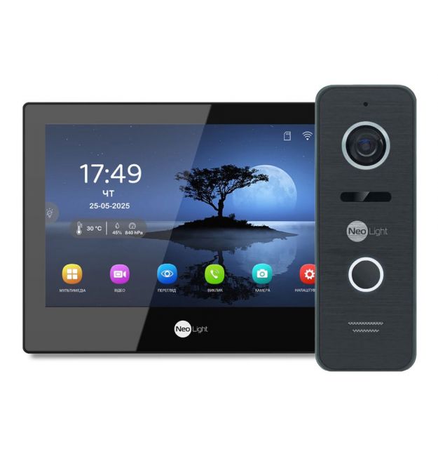 Комплект Neolight ALPHA Hybrid HD KIT B/Black: гибридный видеодомофон 8" с Wi-Fi и 2 Мп видеопанель