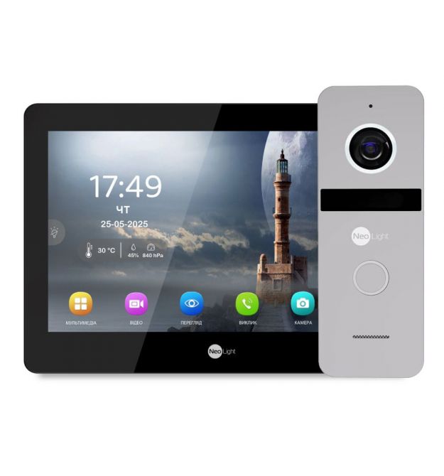Комплект Neolight MEZZO Hybrid HD KIT B/Silver: гибридный видеодомофон 10.1" с Wi-Fi и 2 Мп видеопанель