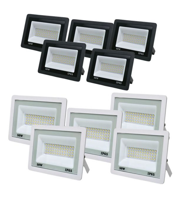 Комплект 5+5 светодиодных прожекторов Lightwell 50W: 5 x LW-FL-B-50 и 5 x LW-FL-W-50