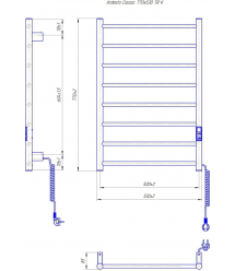 ARDESTO Полотенцесушитель электрический Classik-TR K, 770x530х80мм, таймер-регулятор, сталь, черный матовый